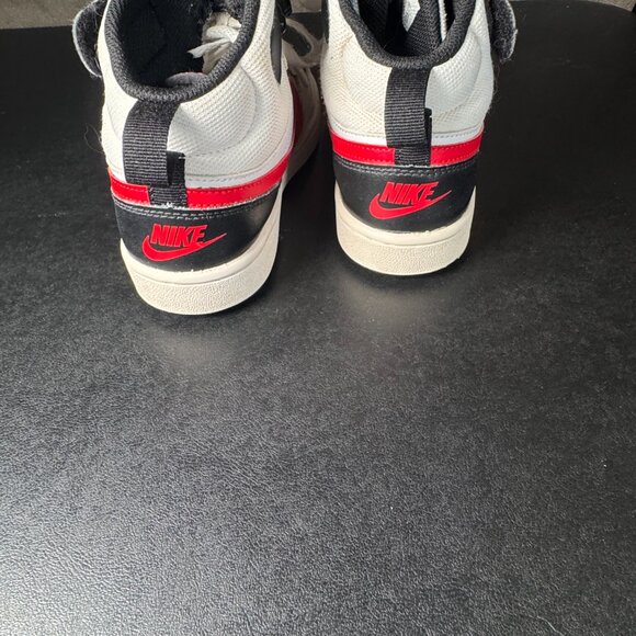 Nike Boys COURT BOROUGH MID 5 Youth CD 7782-110 White/University Red/Black Shoes - Picture 6 of 8
